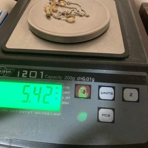 Sterling Silver 925 Yellow Citrine and Pearl Necklace 18" - Picture 7 of 7